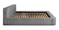 Lit coffre DENALI – Gris clair – 180x200 cm – Tissu velours doux – Sommier relevable – Rangement intégré 