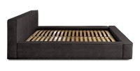 Lit coffre DENALI – Gris anthracite – 180x200 cm – Tissu velours doux – Sommier relevable – Rangement intégré 