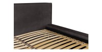 Lit coffre DENALI – Gris anthracite – 180x200 cm – Tissu velours doux – Sommier relevable – Rangement intégré 