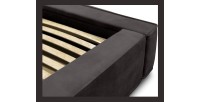 Lit coffre DENALI – Gris anthracite – 180x200 cm – Tissu velours doux – Sommier relevable – Rangement intégré 