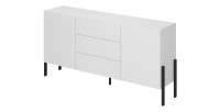 Buffet SALMA 2 portes & 3 tiroirs Push-to-Open – Blanc Super Matt & Noir Mat, 184×90×40 cm