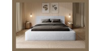 Lit coffre ORLANE – Blanc Nuage polaire – 180x200 cm – Sommier relevable – Design haut de gamme