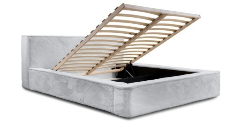 Lit coffre ORLANE – Blanc Nuage polaire – 180x200 cm – Sommier relevable – Design haut de gamme 