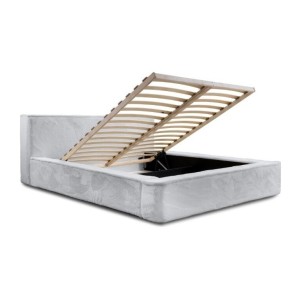 Lit coffre ORLANE – Blanc Nuage polaire – 180x200 cm – Sommier relevable – Design haut de gamme 