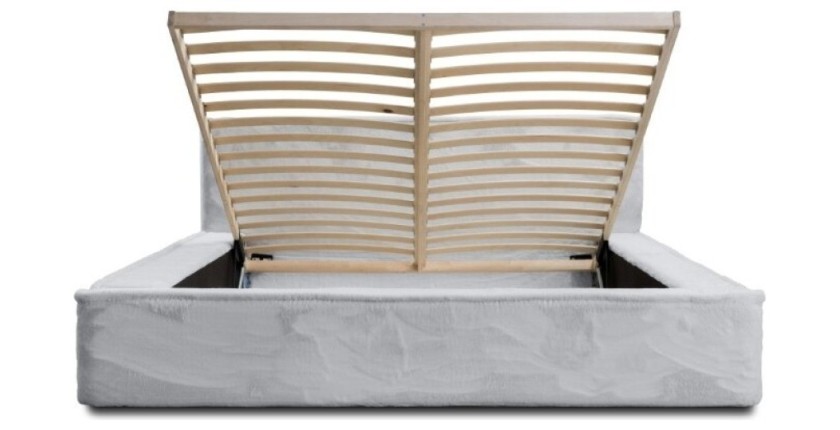 Lit coffre ORLANE – Blanc Nuage polaire – 180x200 cm – Sommier relevable – Design haut de gamme 