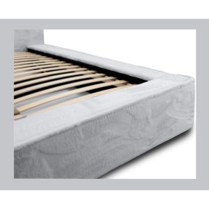 Lit coffre ORLANE – Blanc Nuage polaire – 180x200 cm – Sommier relevable – Design haut de gamme 