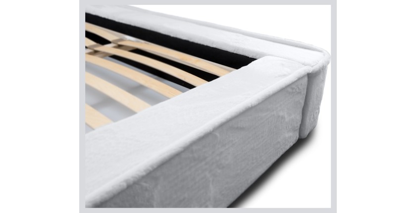 Lit coffre ORLANE – Blanc Nuage polaire – 180x200 cm – Sommier relevable – Design haut de gamme 