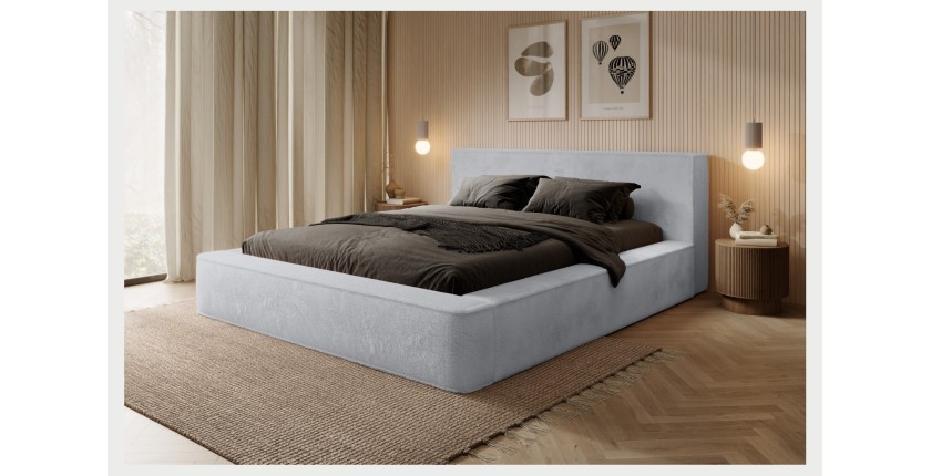 Lit coffre ORLANE – Blanc Nuage polaire – 180x200 cm – Sommier relevable – Design haut de gamme 