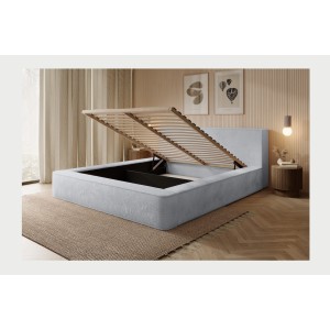 Lit coffre ORLANE – Blanc Nuage polaire – 180x200 cm – Sommier relevable – Design haut de gamme 