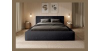 Lit coffre ORLANE – Blanc Brume de soie polaire – 160x200 cm – Sommier relevable – Design haut de gamme