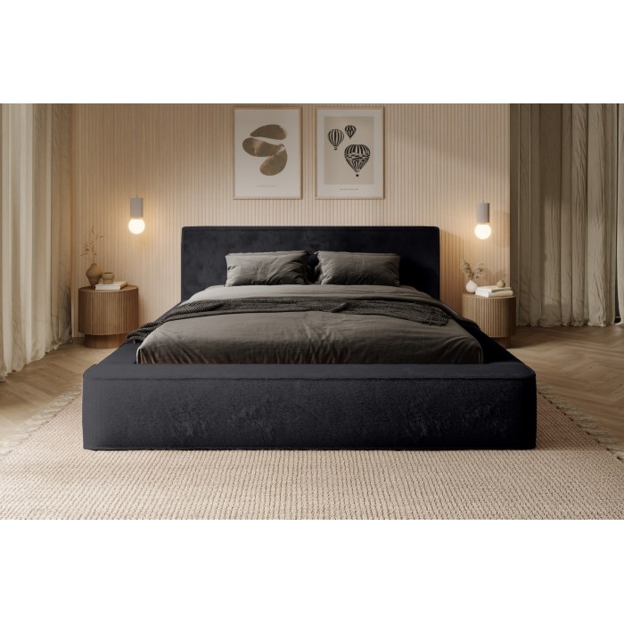 Lit coffre ORLANE – Blanc Brume de soie polaire – 160x200 cm – Sommier relevable – Design haut de gamme
