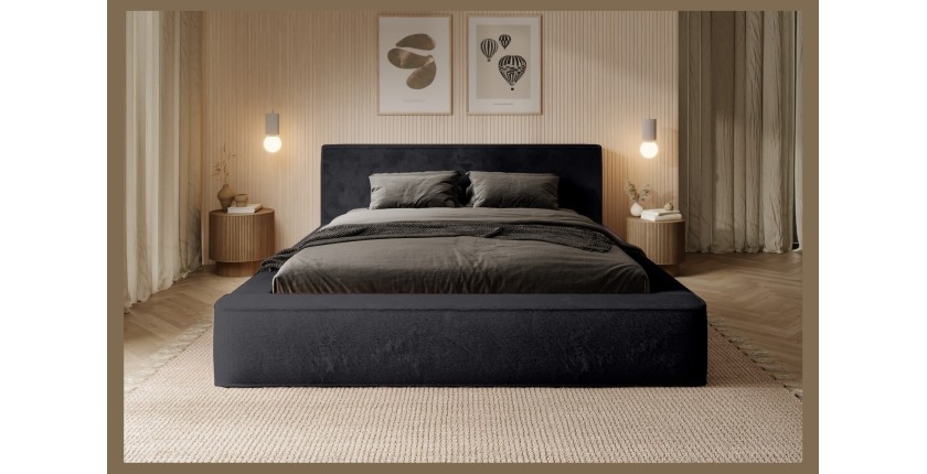 Lit coffre ORLANE – Blanc Brume de soie polaire – 160x200 cm – Sommier relevable – Design haut de gamme