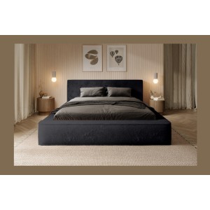 Lit coffre ORLANE – Blanc Brume de soie polaire – 160x200 cm – Sommier relevable – Design haut de gamme