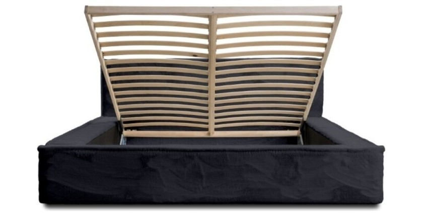 Lit coffre ORLANE – Blanc Brume de soie polaire – 160x200 cm – Sommier relevable – Design haut de gamme 