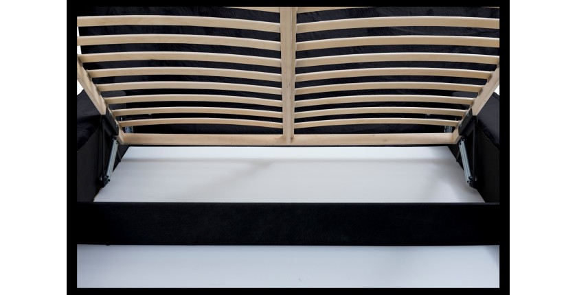Lit coffre ORLANE – Blanc Brume de soie polaire – 160x200 cm – Sommier relevable – Design haut de gamme 
