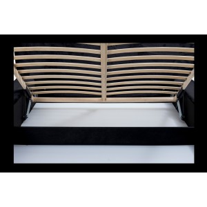 Lit coffre ORLANE – Blanc Brume de soie polaire – 160x200 cm – Sommier relevable – Design haut de gamme 