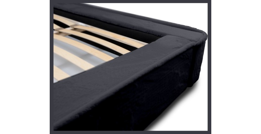 Lit coffre ORLANE – Blanc Brume de soie polaire – 160x200 cm – Sommier relevable – Design haut de gamme 