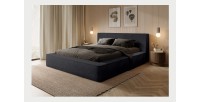Lit coffre ORLANE – Blanc Brume de soie polaire – 160x200 cm – Sommier relevable – Design haut de gamme 