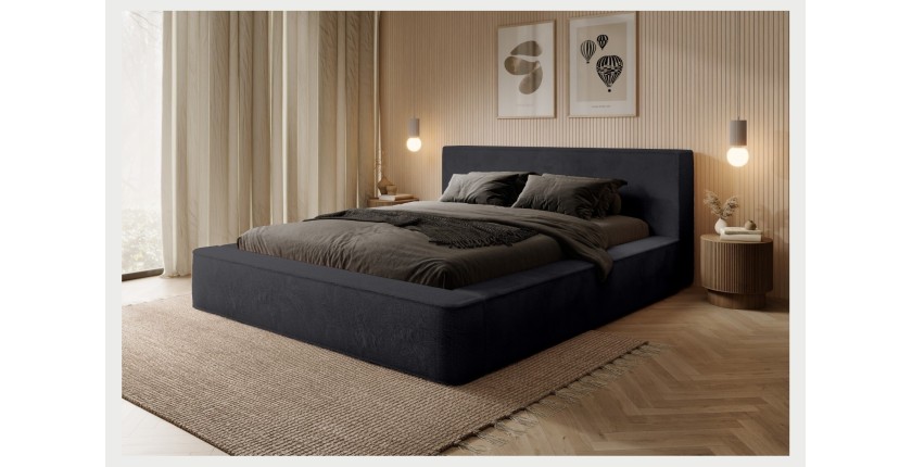 Lit coffre ORLANE – Blanc Brume de soie polaire – 160x200 cm – Sommier relevable – Design haut de gamme 