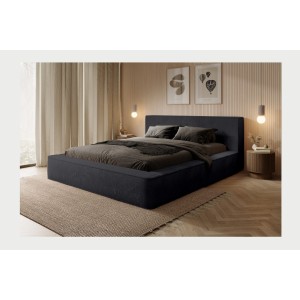 Lit coffre ORLANE – Blanc Brume de soie polaire – 160x200 cm – Sommier relevable – Design haut de gamme 