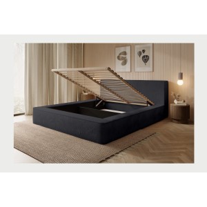 Lit coffre ORLANE – Blanc Brume de soie polaire – 160x200 cm – Sommier relevable – Design haut de gamme 