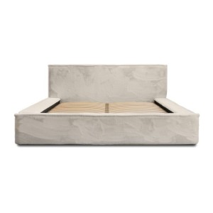 Lit coffre ORLANE – Beige Sable nacré polaire – 160x200 cm – Sommier relevable – Design haut de gamme 