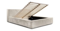 Lit coffre ORLANE – Beige Sable nacré polaire – 160x200 cm – Sommier relevable – Design haut de gamme 