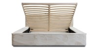 Lit coffre ORLANE – Beige Sable nacré polaire – 160x200 cm – Sommier relevable – Design haut de gamme 