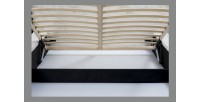 Lit coffre ORLANE – Beige Sable nacré polaire – 160x200 cm – Sommier relevable – Design haut de gamme 