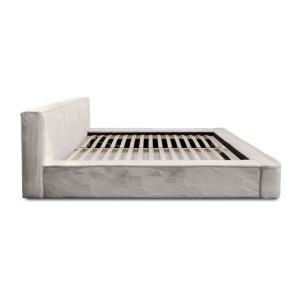 Lit coffre ORLANE – Beige Sable nacré polaire – 160x200 cm – Sommier relevable – Design haut de gamme 