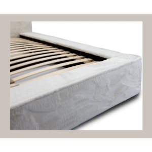 Lit coffre ORLANE – Beige Sable nacré polaire – 160x200 cm – Sommier relevable – Design haut de gamme 