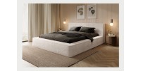Lit coffre ORLANE – Beige Sable nacré polaire – 160x200 cm – Sommier relevable – Design haut de gamme 