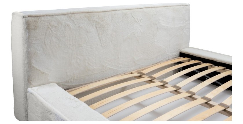 Lit coffre ORLANE – Beige Sable nacré polaire – 180x200 cm – Sommier relevable – Design haut de gamme 