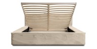 Lit coffre ORLANE – Beige Velours de dune – 140x200 cm – Sommier relevable – Design haut de gamme 