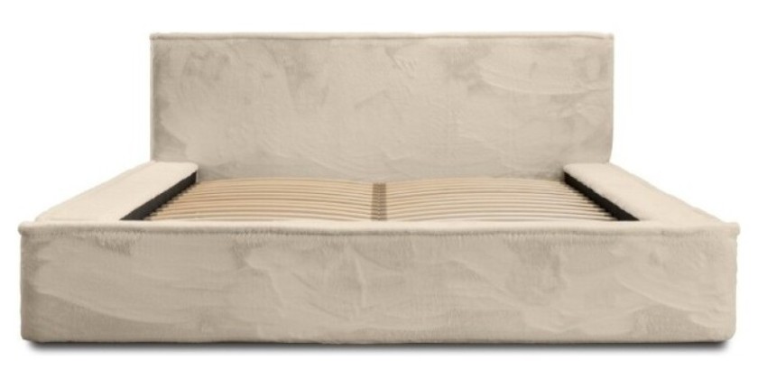 Lit coffre ORLANE – Beige Velours de dune – 180x200 cm – Sommier relevable – Design haut de gamme 