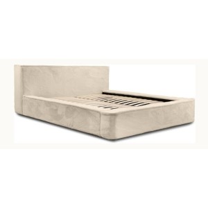 Lit coffre ORLANE – Beige Velours de dune – 180x200 cm – Sommier relevable – Design haut de gamme 