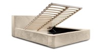 Lit coffre ORLANE – Beige Velours de dune – 180x200 cm – Sommier relevable – Design haut de gamme 