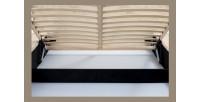 Lit coffre ORLANE – Beige Velours de dune – 180x200 cm – Sommier relevable – Design haut de gamme 