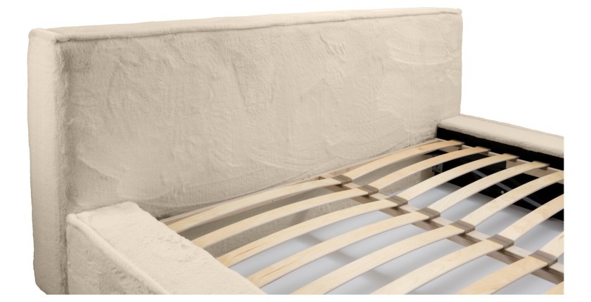 Lit coffre ORLANE – Beige Velours de dune – 180x200 cm – Sommier relevable – Design haut de gamme 