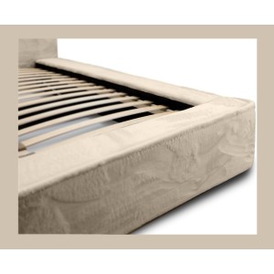 Lit coffre ORLANE – Beige Velours de dune – 180x200 cm – Sommier relevable – Design haut de gamme 