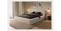 Lit coffre ORLANE – Beige Velours de dune – 180x200 cm – Sommier relevable – Design haut de gamme 