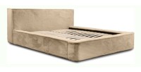 Lit coffre ORLANE – Beige Poudre de miel polaire – 140x200 cm – Sommier relevable – Design haut de gamme 