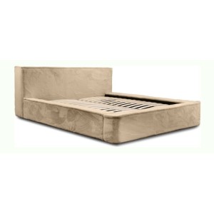 Lit coffre ORLANE – Beige Poudre de miel polaire – 140x200 cm – Sommier relevable – Design haut de gamme 