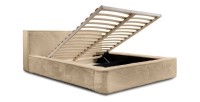 Lit coffre ORLANE – Beige Poudre de miel polaire – 140x200 cm – Sommier relevable – Design haut de gamme 