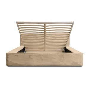 Lit coffre ORLANE – Beige Poudre de miel polaire – 140x200 cm – Sommier relevable – Design haut de gamme 