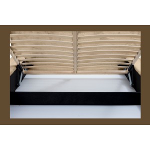 Lit coffre ORLANE – Beige Poudre de miel polaire – 140x200 cm – Sommier relevable – Design haut de gamme 
