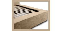Lit coffre ORLANE – Beige Poudre de miel polaire – 140x200 cm – Sommier relevable – Design haut de gamme 