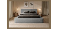 Lit coffre ORLANE – Gris Charbon minéral polaire – 140x200 cm – Sommier relevable – Design haut de gamme