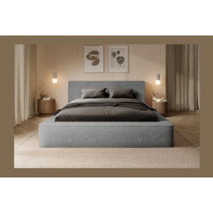 Lit coffre ORLANE – Gris Charbon minéral polaire – 140x200 cm – Sommier relevable – Design haut de gamme