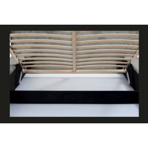 Lit coffre ORLANE – Gris Charbon minéral polaire – 140x200 cm – Sommier relevable – Design haut de gamme 